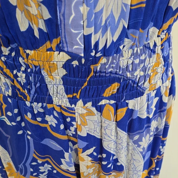 Anthropologie Blue and Yellow Wide Leg Jumpsuit - Picture 6 of 12